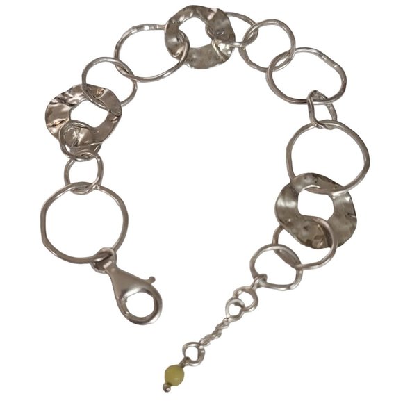 Silpada Sterling Silver Hammered Round Disc Paper Chain Bracelet 8” Long E102 - Picture 2 of 6